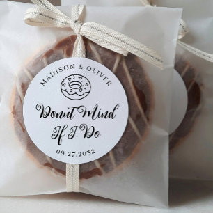 Sticker Rond Faveur de mariage Donut Mind If I Do Heart Sprinkl