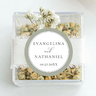 Sticker Rond Faveur de mariage élégante classique blanche verte