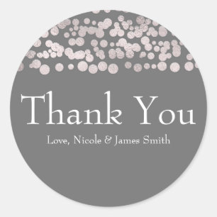Sticker Rond Faveur de mariage élégante et glamour à points gri