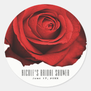 Sticker Rond Faveur de mariage élégante et rustique Rose rouge 