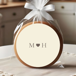 Sticker Rond Faveur de mariage en forme de cœur à monogramme si