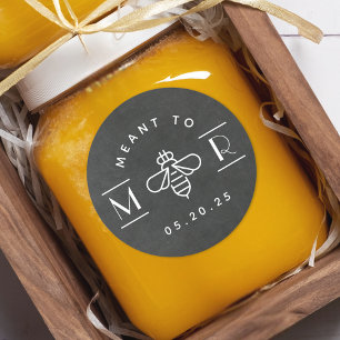 Sticker Rond Faveur de mariage en miel moderne Meant to Bee sur