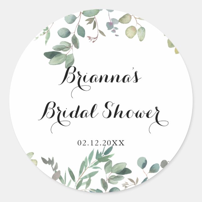 Sticker Rond Faveur de Mariage Eucalyptus Foliage Delight (Devant)