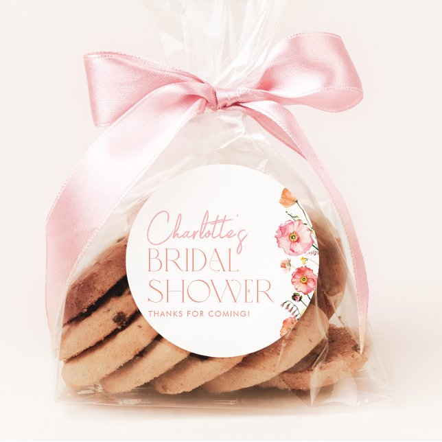 Sticker Rond Faveur de mariage floral Fleurs sauvages Pavots (Créateur téléchargé)