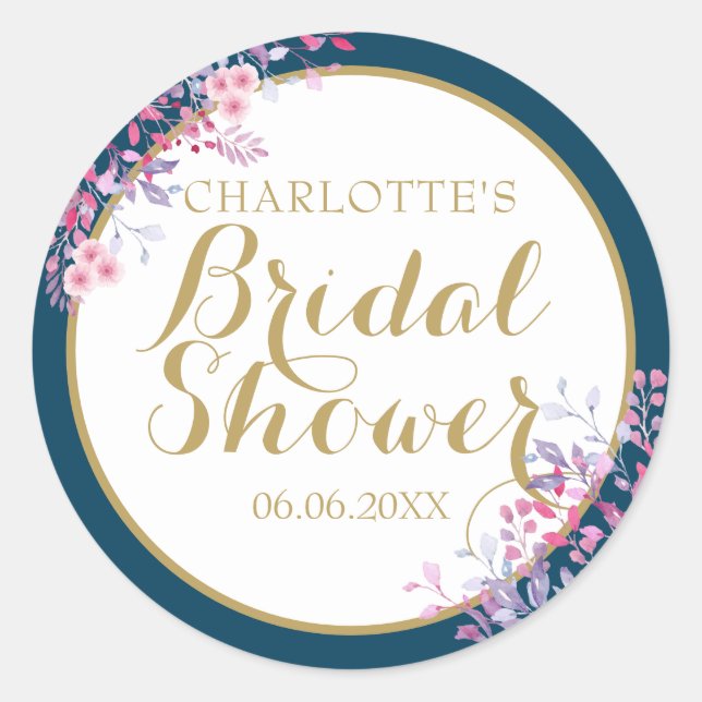 Sticker Rond Faveur de mariage floral Prairie Rose (Devant)