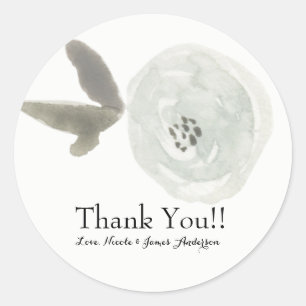 Sticker Rond Faveur de mariage florale de fleur de aquarelle mo