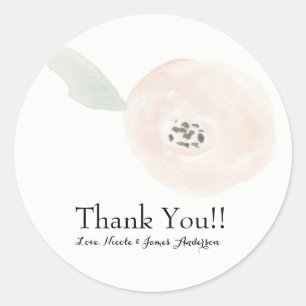 Sticker Rond Faveur de mariage florale de fleurs aquarelles mod