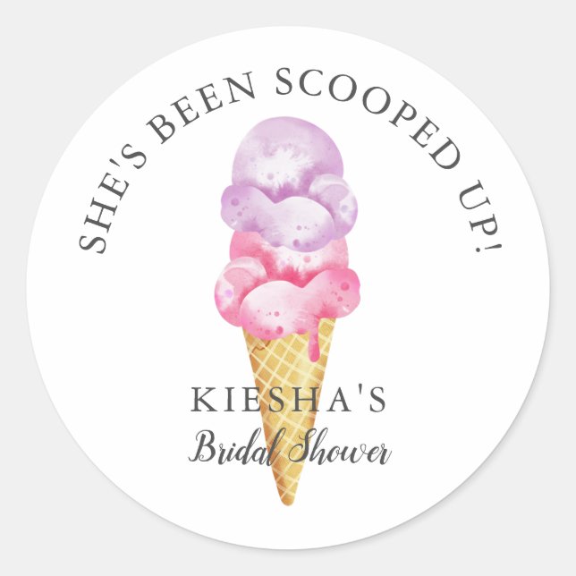 Sticker Rond Faveur de Mariage Glace à la Cuillère (Devant)