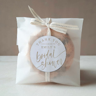 Sticker Rond Faveur de Mariage Moderne Calligraphie Dorée