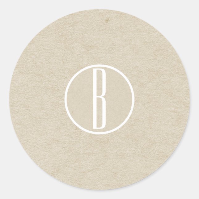 Sticker Rond Faveur de mariage monogramme rustique kraft minima (Devant)
