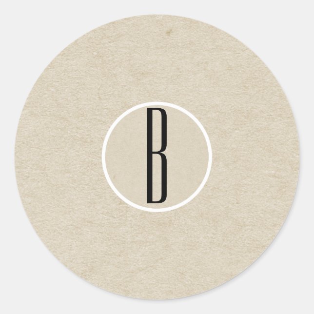 Sticker Rond Faveur de mariage monogramme rustique kraft minima (Devant)