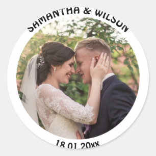 Sticker Rond Faveur de mariage personnalisée   Or  Photo