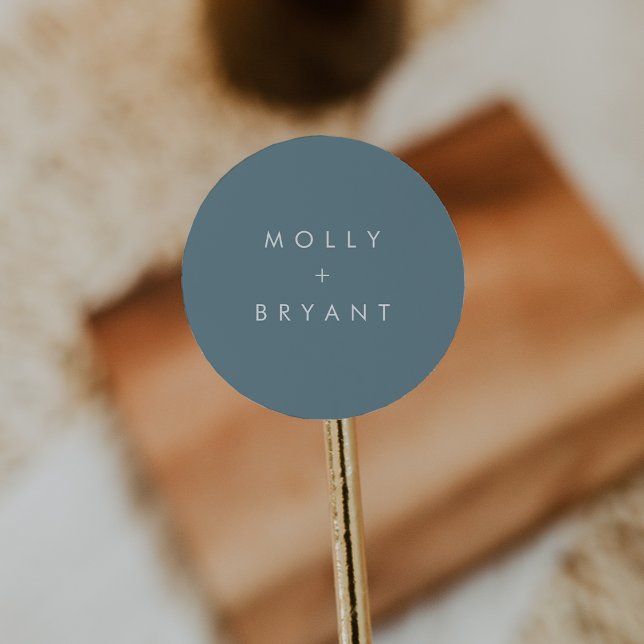Sticker Rond Faveur de mariage poussiéreuse bleue côtière (Créateur téléchargé)