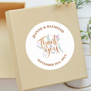 Sticker Rond Faveur de mariage remerciement floral végétation a