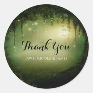 Sticker Rond Faveur de mariage rustique romantique de la forêt