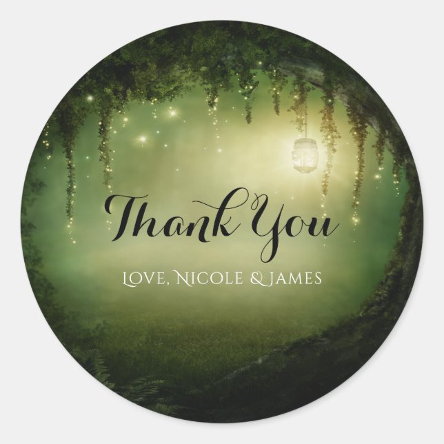 Sticker Rond Faveur de mariage rustique romantique de la forêt  (Devant)
