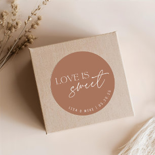 Sticker Rond Faveur de mariage Terracotta Love is Sweet