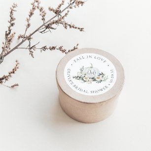 Sticker Rond Faveur de monogramme de verdure de citrouille d'au