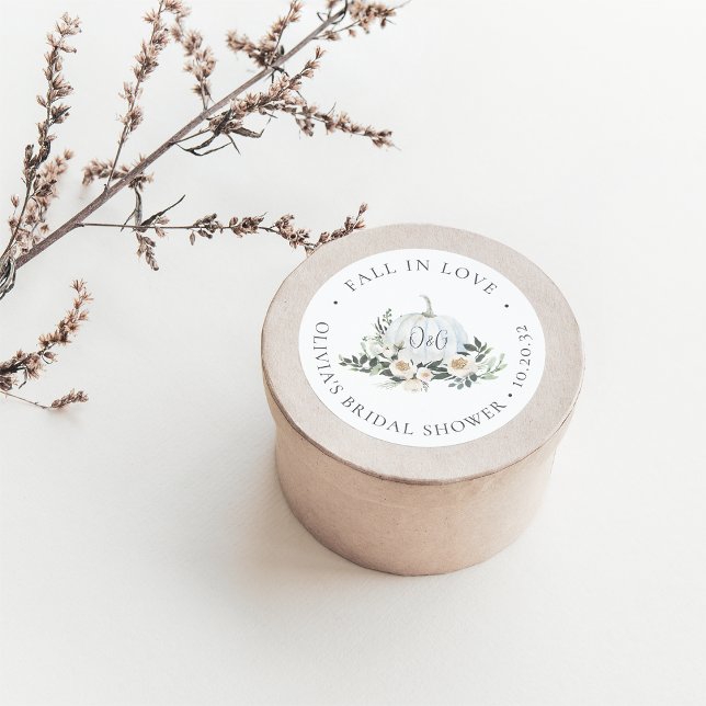 Sticker Rond Faveur de monogramme de verdure de citrouille d'au (Créateur téléchargé)