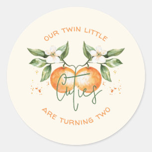 Sticker Rond Faveur de naissance jumeaux Little Cutie Citrus Or