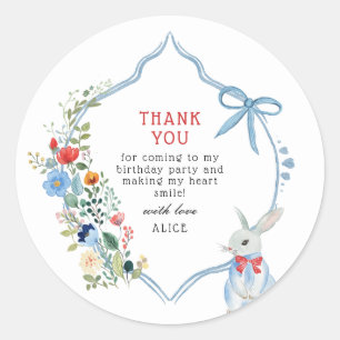 Sticker Rond Faveur de remerciement d'anniversaire de Lapin Bla
