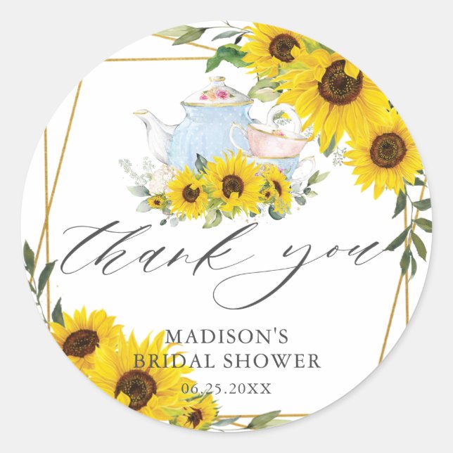 Sticker Rond Faveur de remerciement de Baby Shower Tea Party To (Devant)