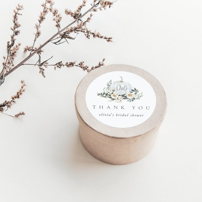 Sticker Rond Faveur de remerciement de citrouille de verdure d' (Créateur téléchargé)