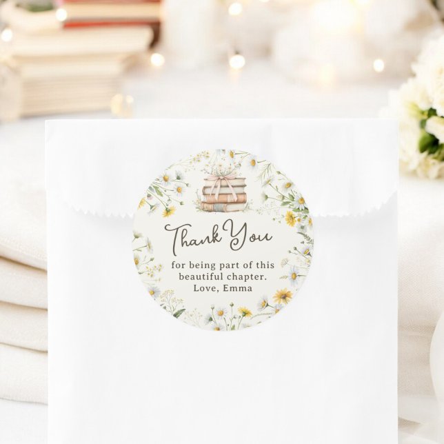 Sticker Rond Faveur de remerciement de douche de mariage floral (Rustic Floral Bridal Shower Thank You Favor Classic Round Sticker)