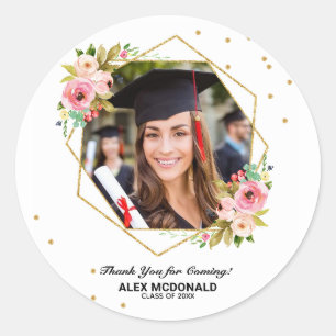 Sticker Rond Faveur de remerciement de graduation géométrique à