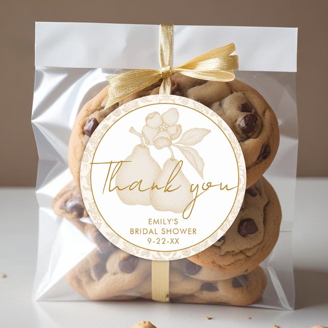 Sticker Rond Faveur de remerciement de mariage avec Poire Parfa (Thank You Favor Sticker)