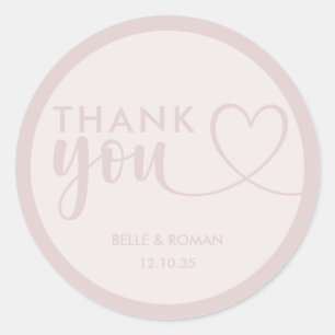 Sticker Rond Faveur de remerciement de mariage rose poudré mode