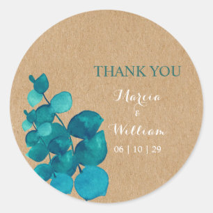 Sticker Rond Faveur de remerciement en bois rustique d'eucalypt