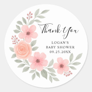 Sticker Rond Faveur de remerciement en forme de croissant flora
