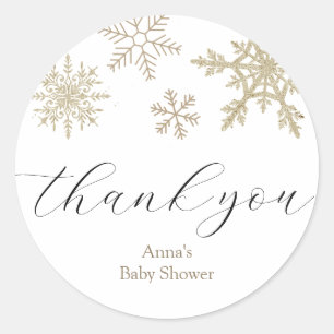 Sticker Rond Faveur de remerciement flocon de neige