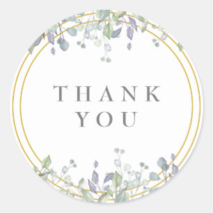 Sticker Rond Faveur de remerciement floral sauge et lilas