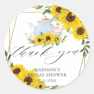 Sticker Rond Faveur de remerciement pour Baby Shower Tea Party 