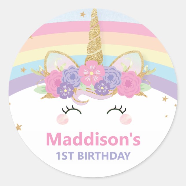 Sticker Rond Faveur de remerciement pour le 1er anniversaire de (Devant)
