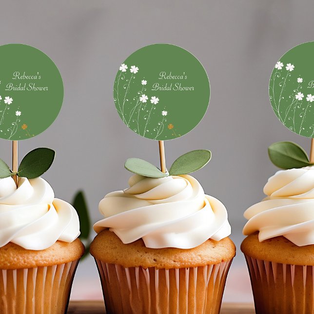 Sticker Rond Faveur de salle de fête de mariage Fleurs sauvages (Shamrock bridal shower favor stickers)