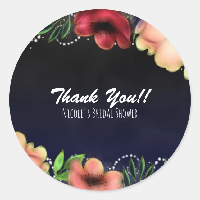 Sticker Rond Faveur de soirée chic florale moderne lumineuse (Devant)