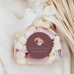 Sticker Rond Faveur de thé de douche de mariée de feuilles d'au