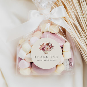 Sticker Rond Faveur de thé pour la douche de mariée Automne Feu