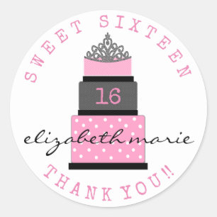 Sticker Rond Faveur d'invité d'anniversaire de sweet sixteen