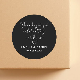 Sticker Rond Faveur élégante Merci de célébrer avec nous