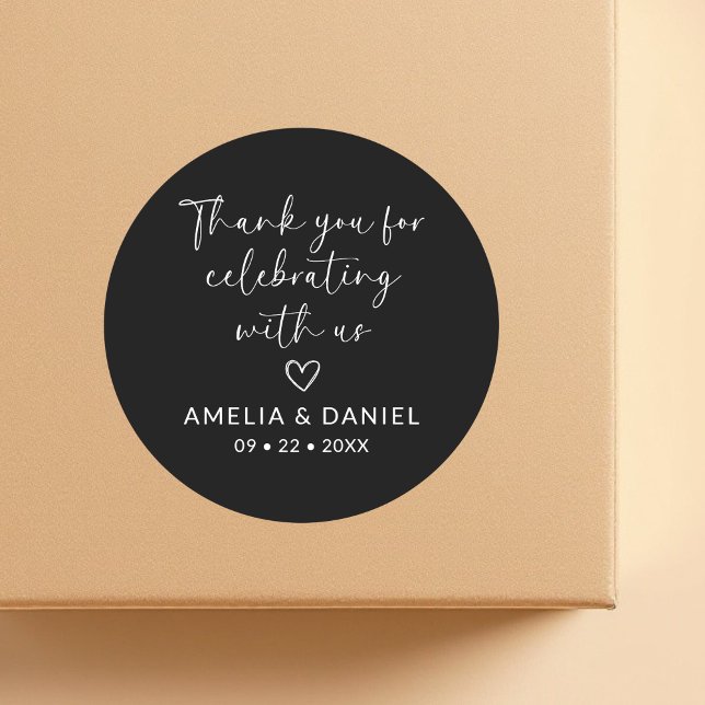 Sticker Rond Faveur élégante Merci de célébrer avec nous (Créateur téléchargé)