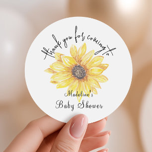 Sticker Rond Faveur florale de remerciement pour Baby Shower To