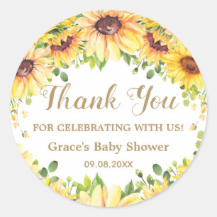 Sticker Rond Faveur florale de tournesol Mariage Baby Shower An