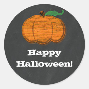 Sticker Rond Faveur Halloween Orange Citrouille Tableau Noir