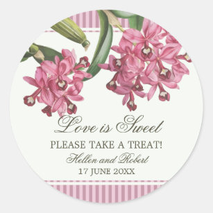 Sticker Rond Faveur rose de mariage d'orchidée de Cattleya