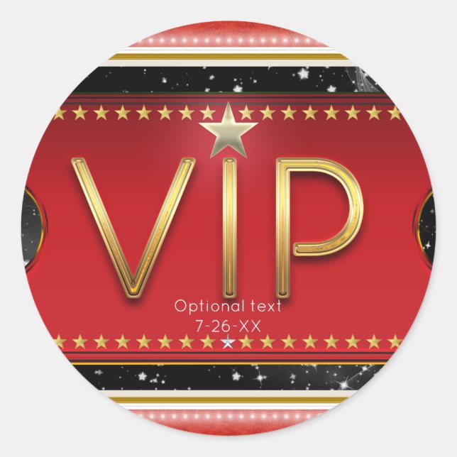 Sticker Rond Faveur VIP personnalisée Black Red Gold & Silver G (Devant)