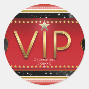 Sticker Rond Faveur VIP personnalisée Black Red Gold & Silver G